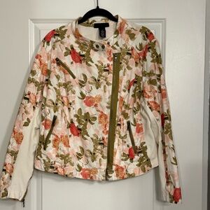 Lane Bryant Floral Bomber Jacket - Pink and Green